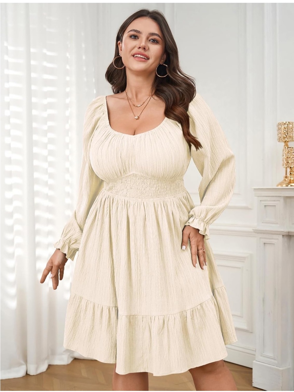 NEW Plus Size Mini Cocktail Long Sleeve Sweetheart Neckline Dress Size XL Plus - Picture 2 of 3